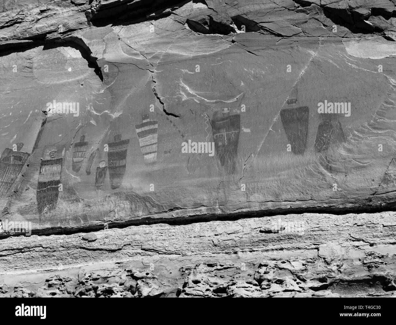 Bild des alten Piktogramme von Native Americans erstellt; Horseshoe Canyon, Canyonlands National Park, Emery County, Utah, USA. Stockfoto