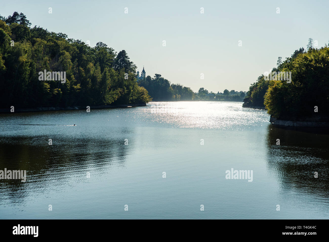 Wunderschöne Landschaft Fluß im Wald Stockfoto