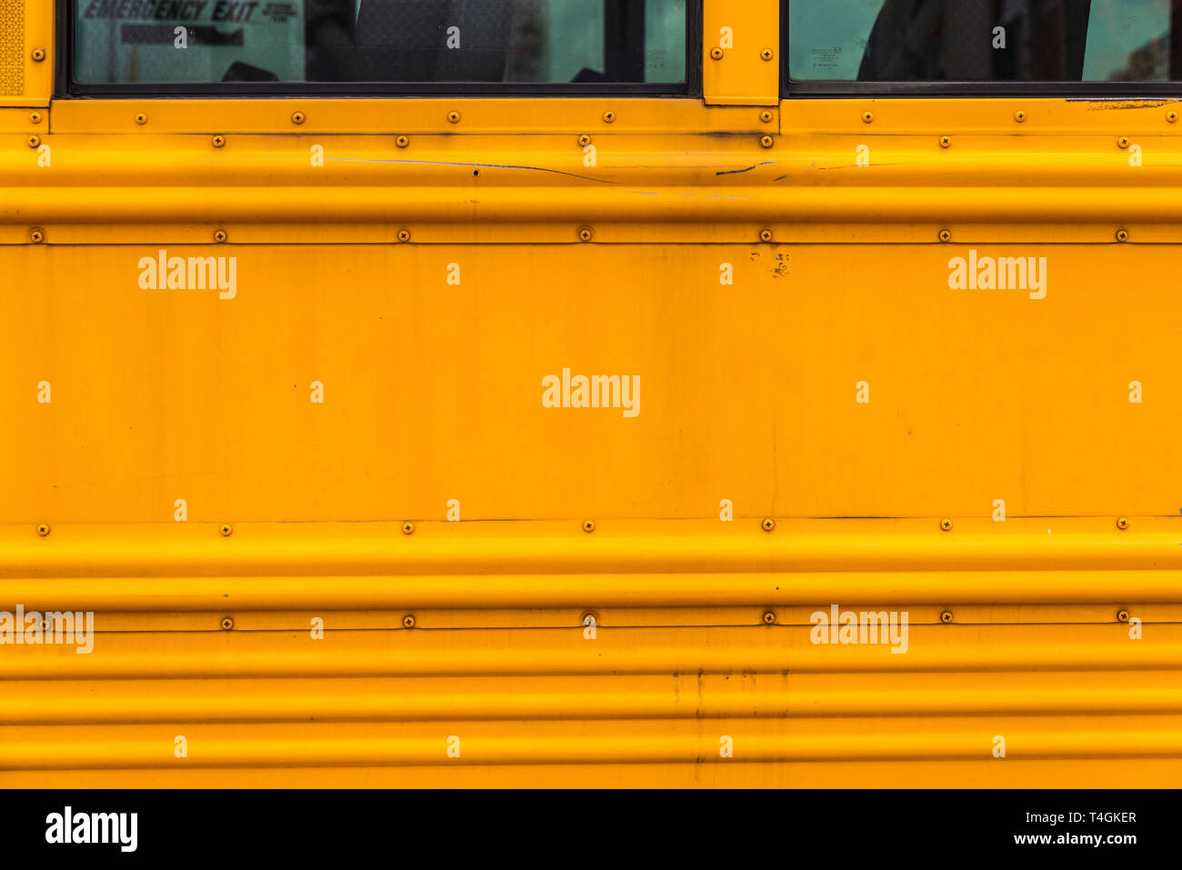 Karosserie eines alten gelben Schulbus in Coney Island, New York City, USA geparkt Stockfoto