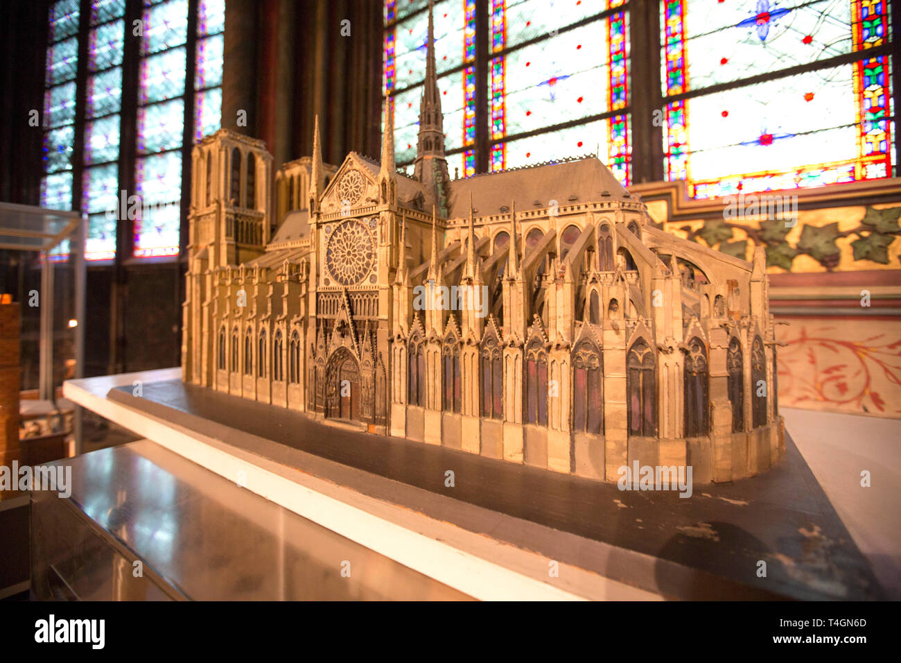 Modelle der Notre Dame Kathedrale. Maquette, bevor 2019 das Feuer. Frankreich Stockfoto