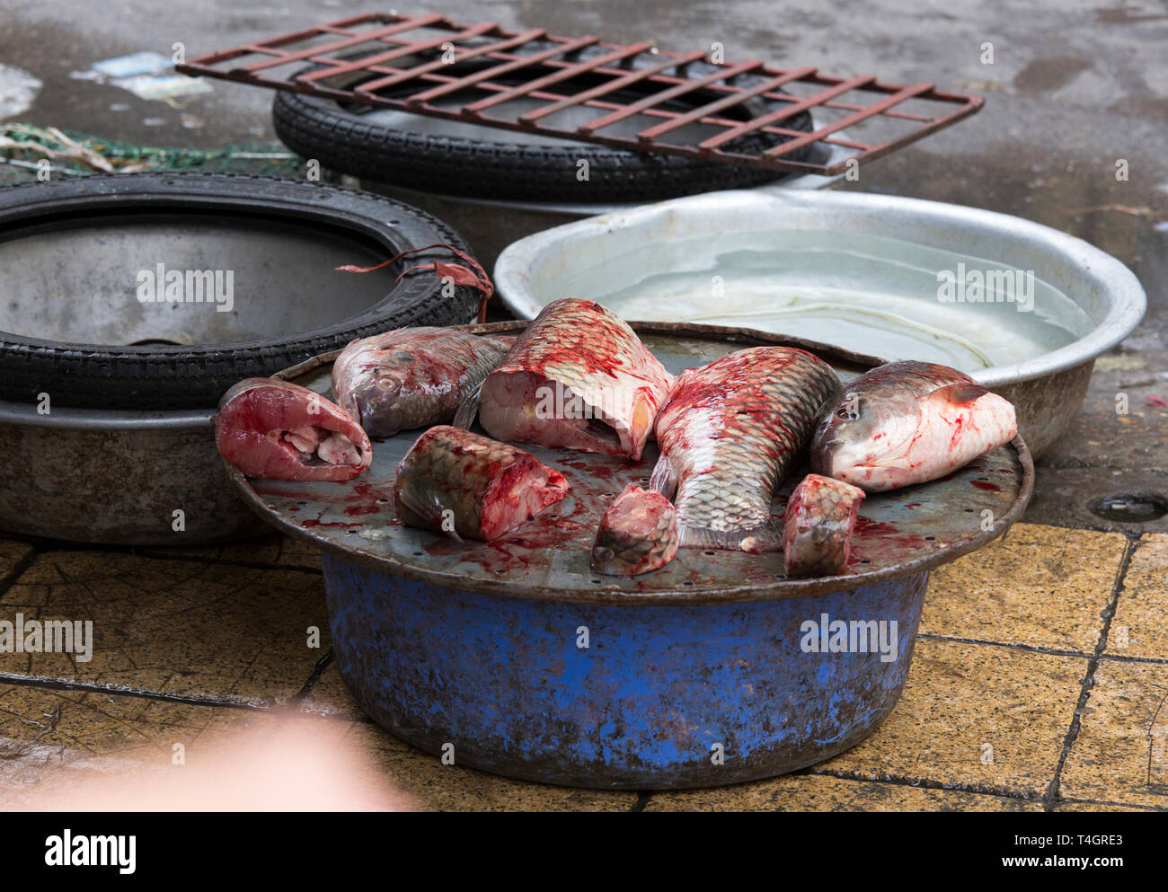 Teile der Fische am Markt in Vietnam. Stockfoto