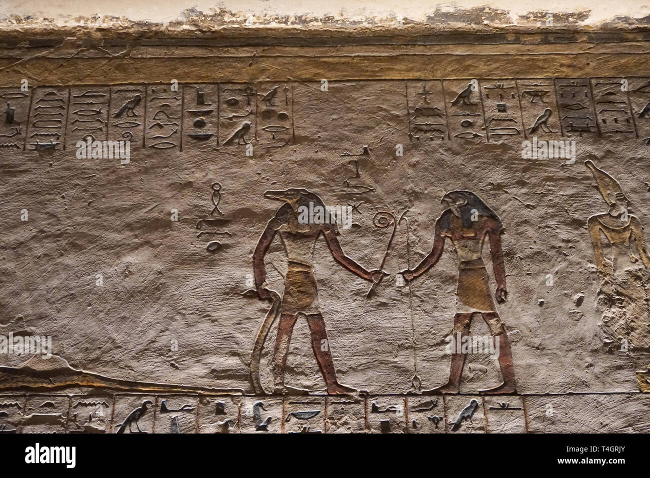 Luxor, Ägypten: Detail der Gestaltungsarbeit im Grab KV11, das Grab des Pharao Ramses III. im Tal der Könige am Westufer des Nils. Stockfoto