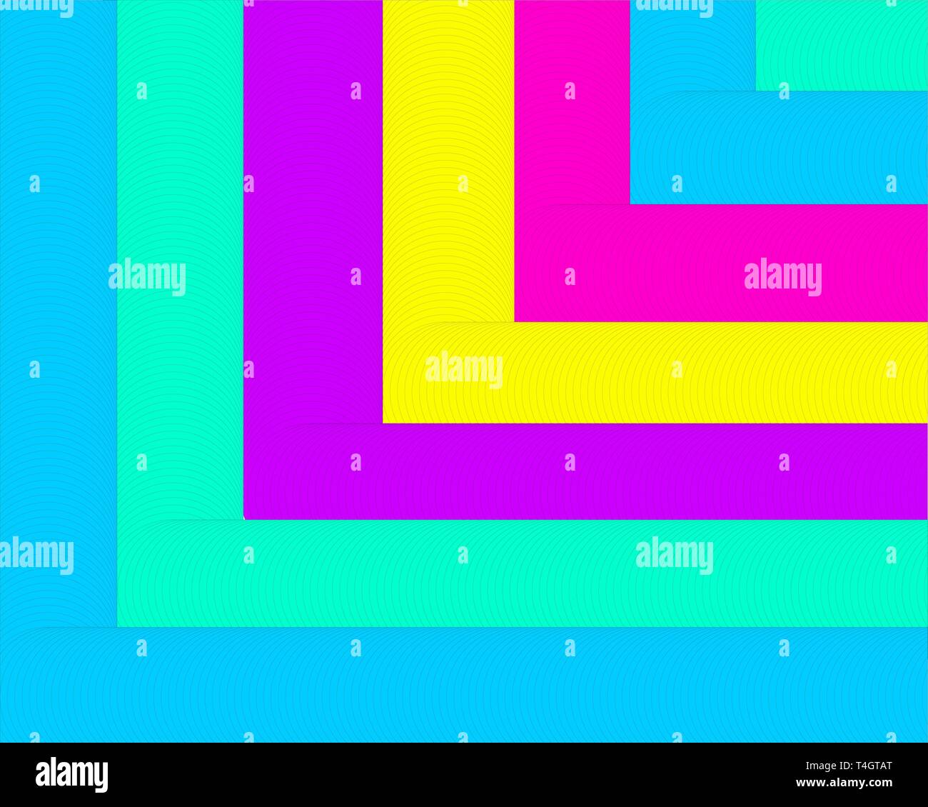 Helle geometrischen abstrakten Hintergrund moderne Hipster futuristische Grafik. Muster mit Gelb Blau Lila Rosa grüne Linien. Neon Poster retro Disco 80er. Vector Illustration. Abdeckung Layoutvorlage. Material Design Konzept Stock Vektor