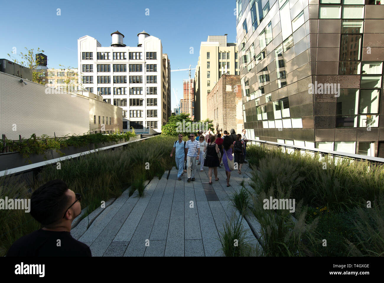 New York City, New York, USA - 2018: Menschen ein Sommertag an der High Line Park genießen. Stockfoto