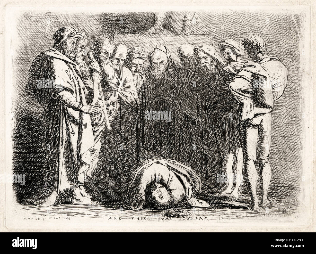 John Bell, und dieses war Cäsar, Radierung zeigt die Momente nach der Ermordung von Julius Cäsar, C. 1838 Stockfoto