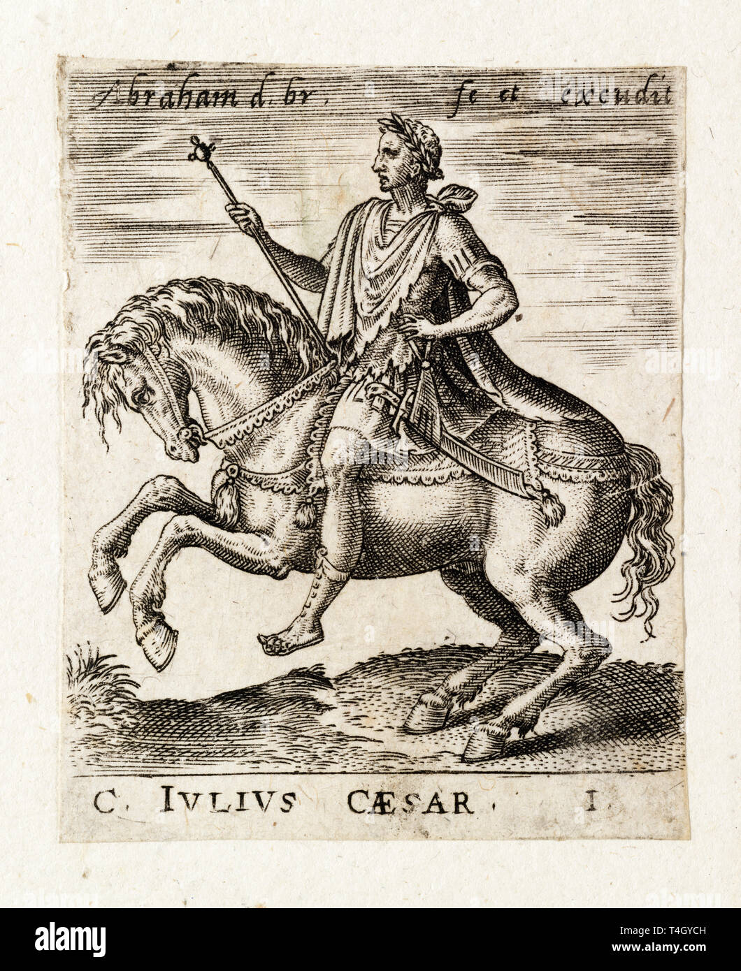 Julius Caesar aus zwölf Caesars zu Pferd, Kupferstich von Abraham de Bruyn, C. 1565 Stockfoto