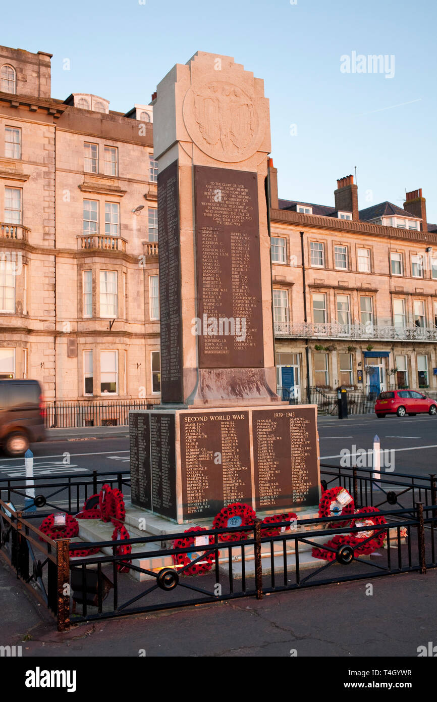 Weymouth Kriegerdenkmal die Erinnerung an diejenigen, die ihr Leben gaben in den Großen Krieg von 1939-1945 Stockfoto