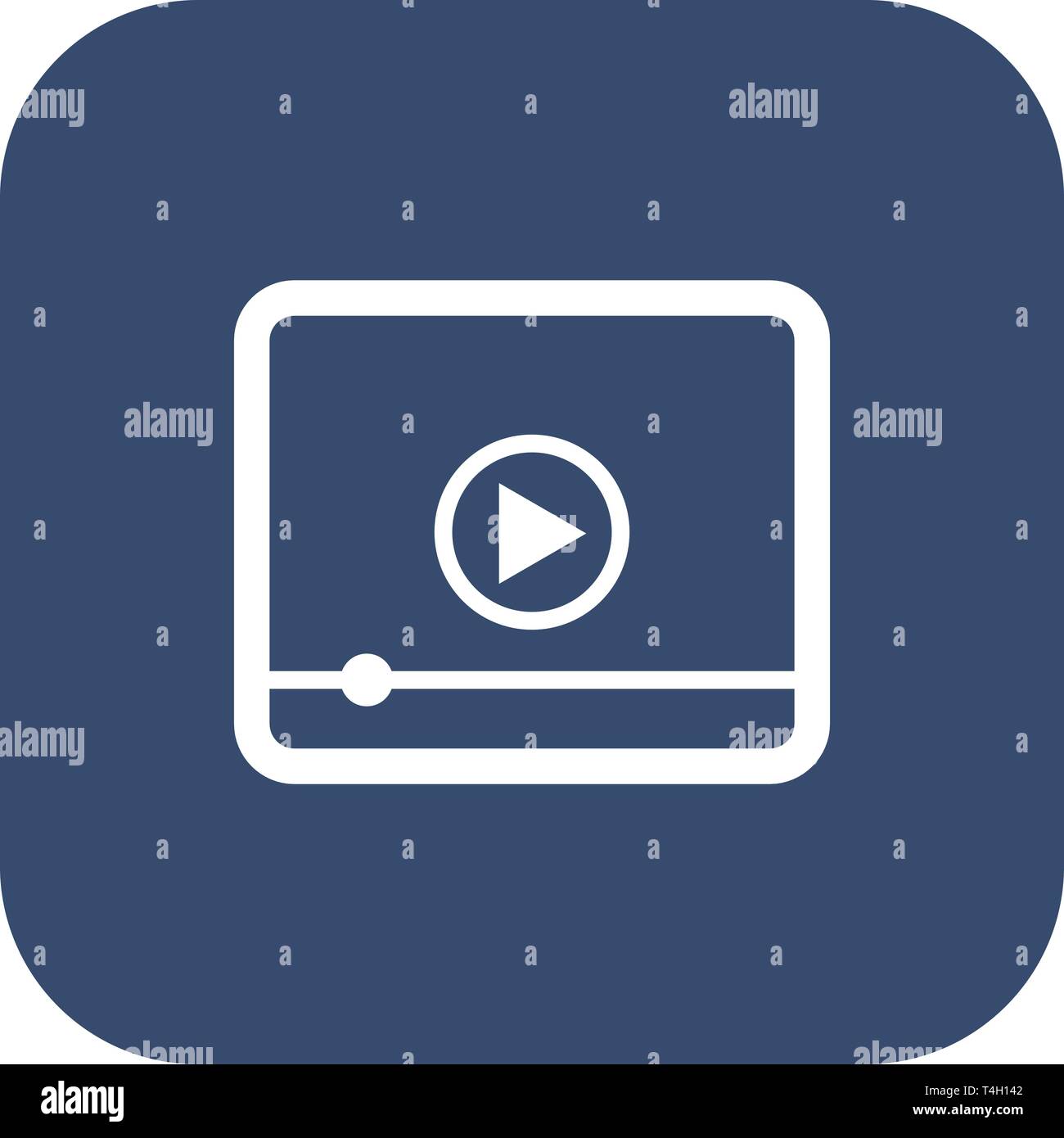 Media Player Symbol, flache Bauform auf dunklem Hintergrund. Stock Vektor