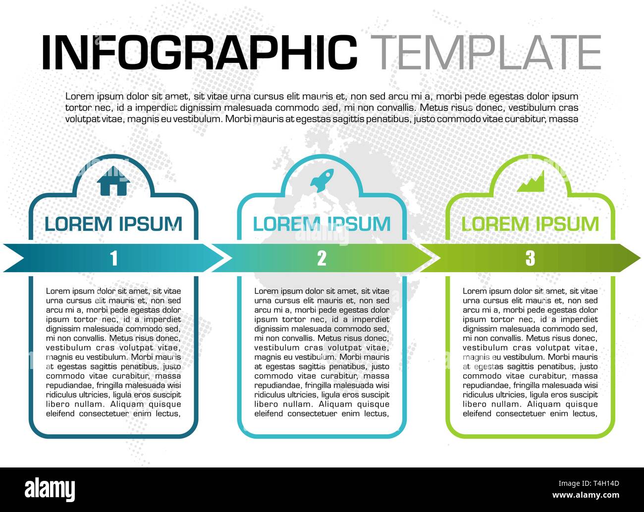 Modernes, farbenfrohes Infografiken Optionen Vorlage Vektor mit blauen Rechteck und gepunktete Karte Stock Vektor