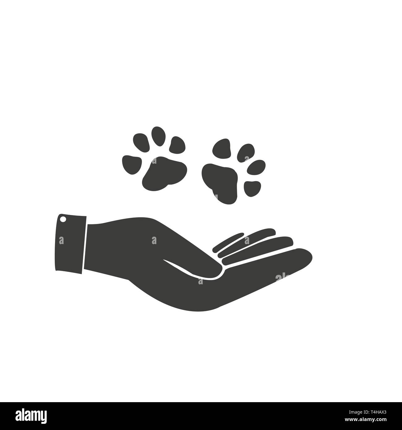 Hand Die Pfote Symbol Tierschutz Stock Vektorgrafik Alamy