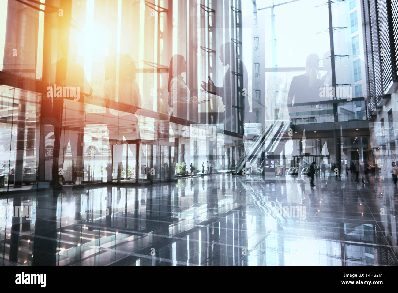 Business Leute zusammen im Büro zusammen. Double Exposure Auswirkungen. Corporation, Corporate. Stockfoto