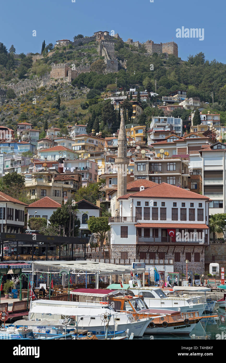 Schloss über dem Hafen, Alanya, Türkei Stockfoto