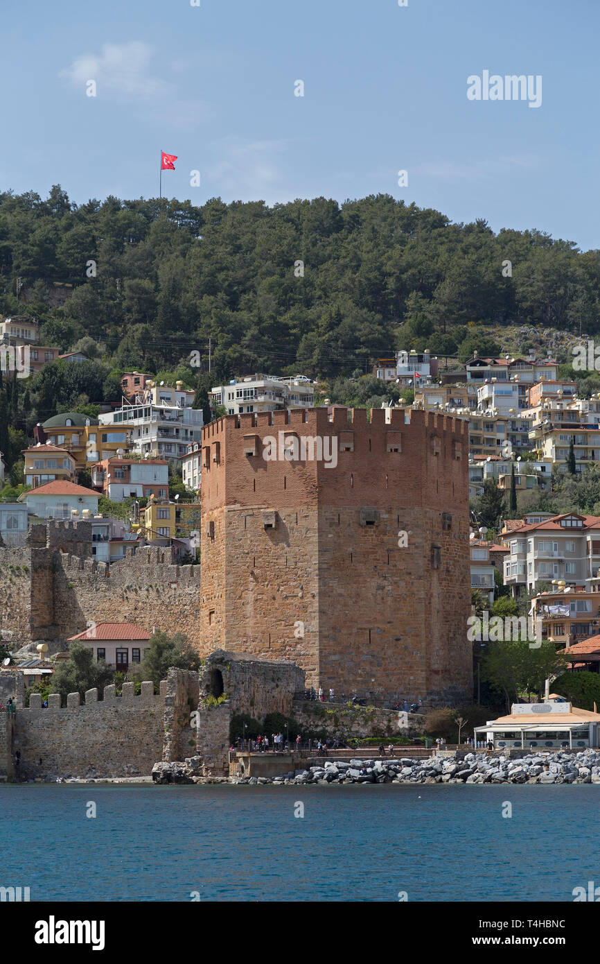 Der Rote Turm, Alanya, Provinz Antalya, Türkei Stockfoto