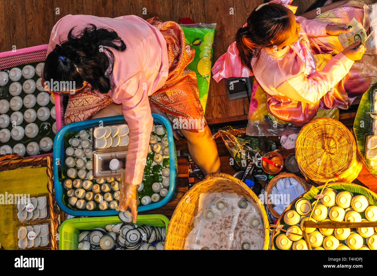 Schwimmende Markt Bangkok Thailand Stockfoto