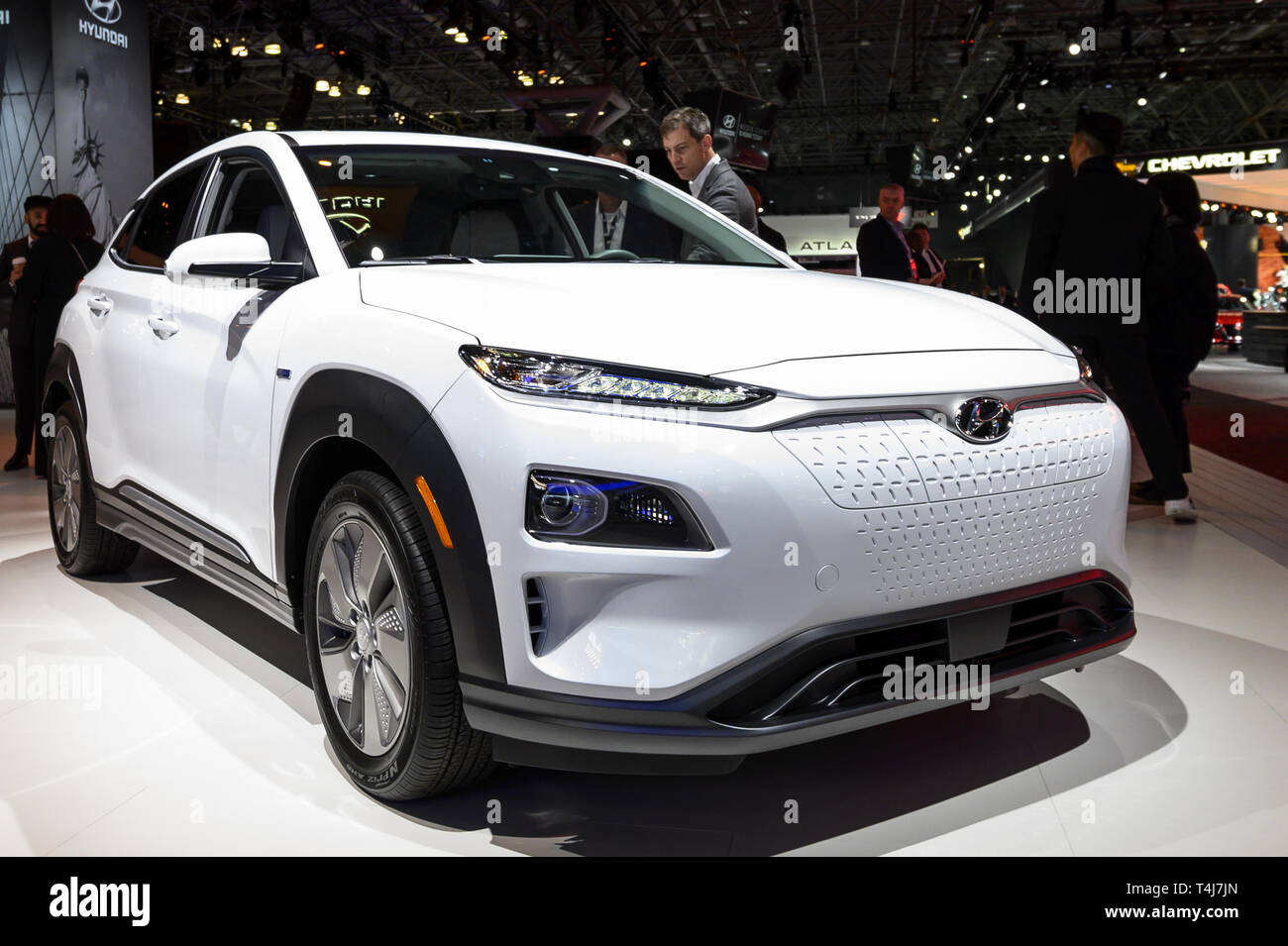 April 17, 2019 - New York, NY, USA - Hyundai Kona Elektrische auf der New York International Auto Show" im Jacob K. Javits Convention Center in New York City, NY Am 17. April 2019. (Bild: © Michael Brochstein/ZUMA Draht) Stockfoto