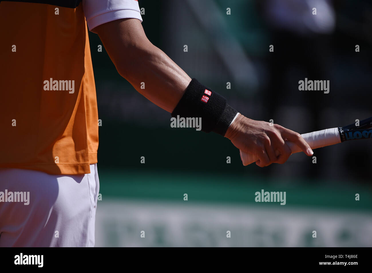 Roquebrune-Cap-Martin, Frankreich. 17 Apr, 2019. Kei Nishikori (JPN) Tennis: 2. Runde der Männer Singles Match in Monte Carlo Masters in Monte Carlo Country Club in Roquebrune-Cap-Martin, Frankreich. Credit: Itaru Chiba/LBA/Alamy leben Nachrichten Stockfoto