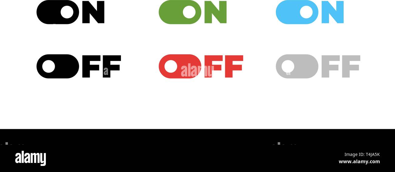 Auf Off-Modus wechseln", Schieberegler. Wechseln modernen Flachbild UX UI Design Vector Element für die Webseite oder mobile App eingestellt Stock Vektor