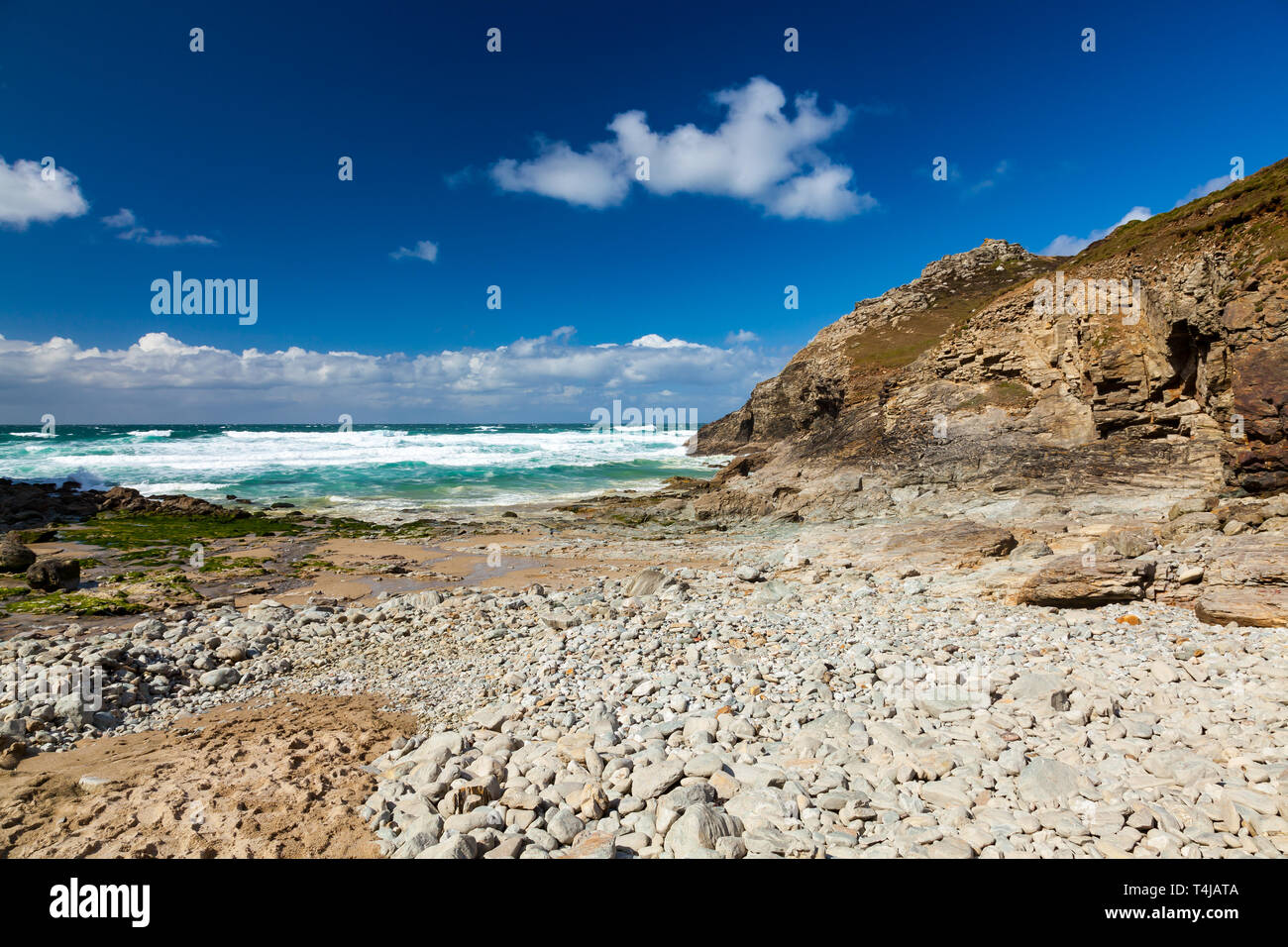 Sonnigen Tag an der Kapelle Porth Beach Cornwall England UK Europa Stockfoto