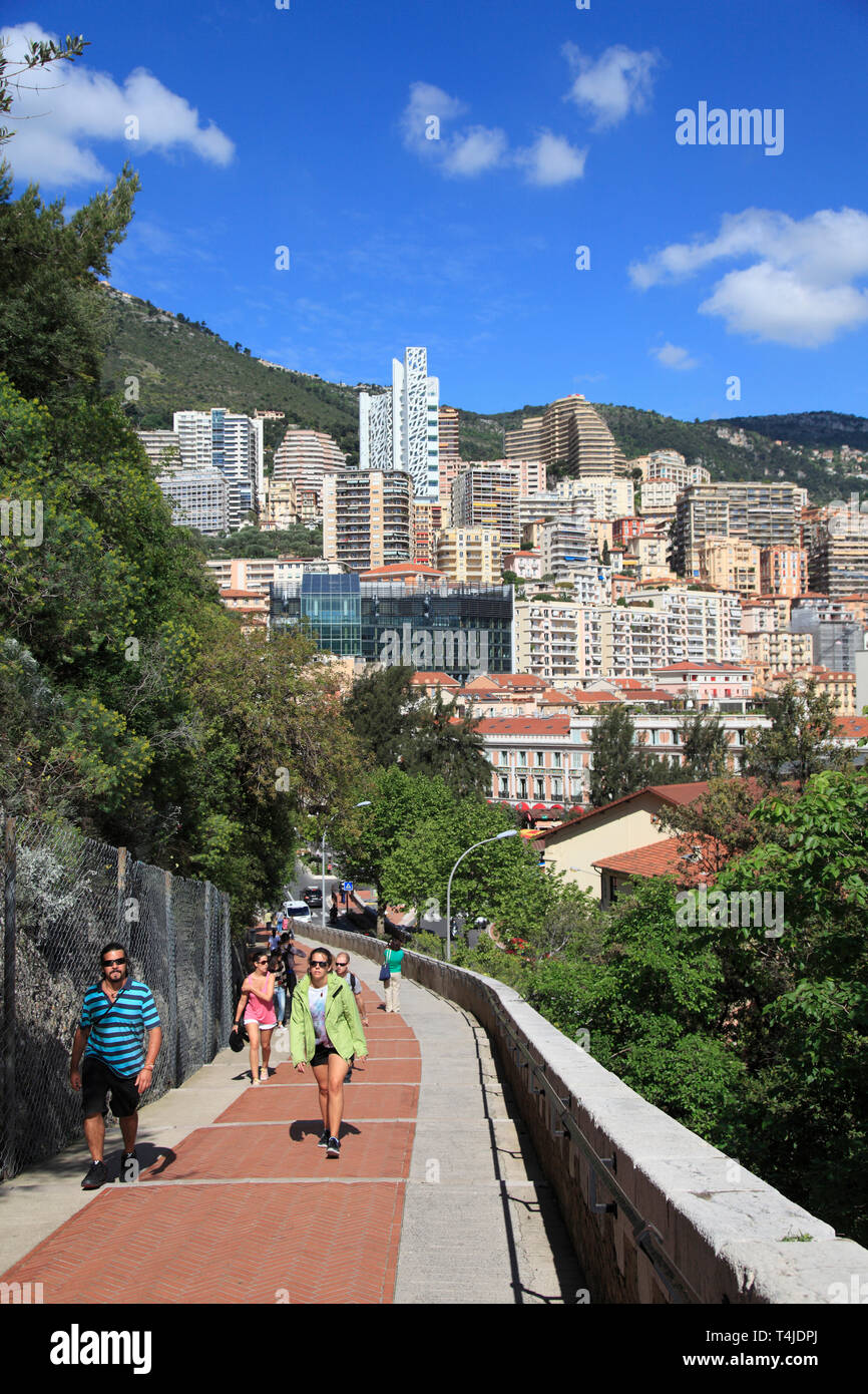 Mit Blick auf den Monte Carlo aus Monaco-ville, der Fels, Monaco, Europa Stockfoto