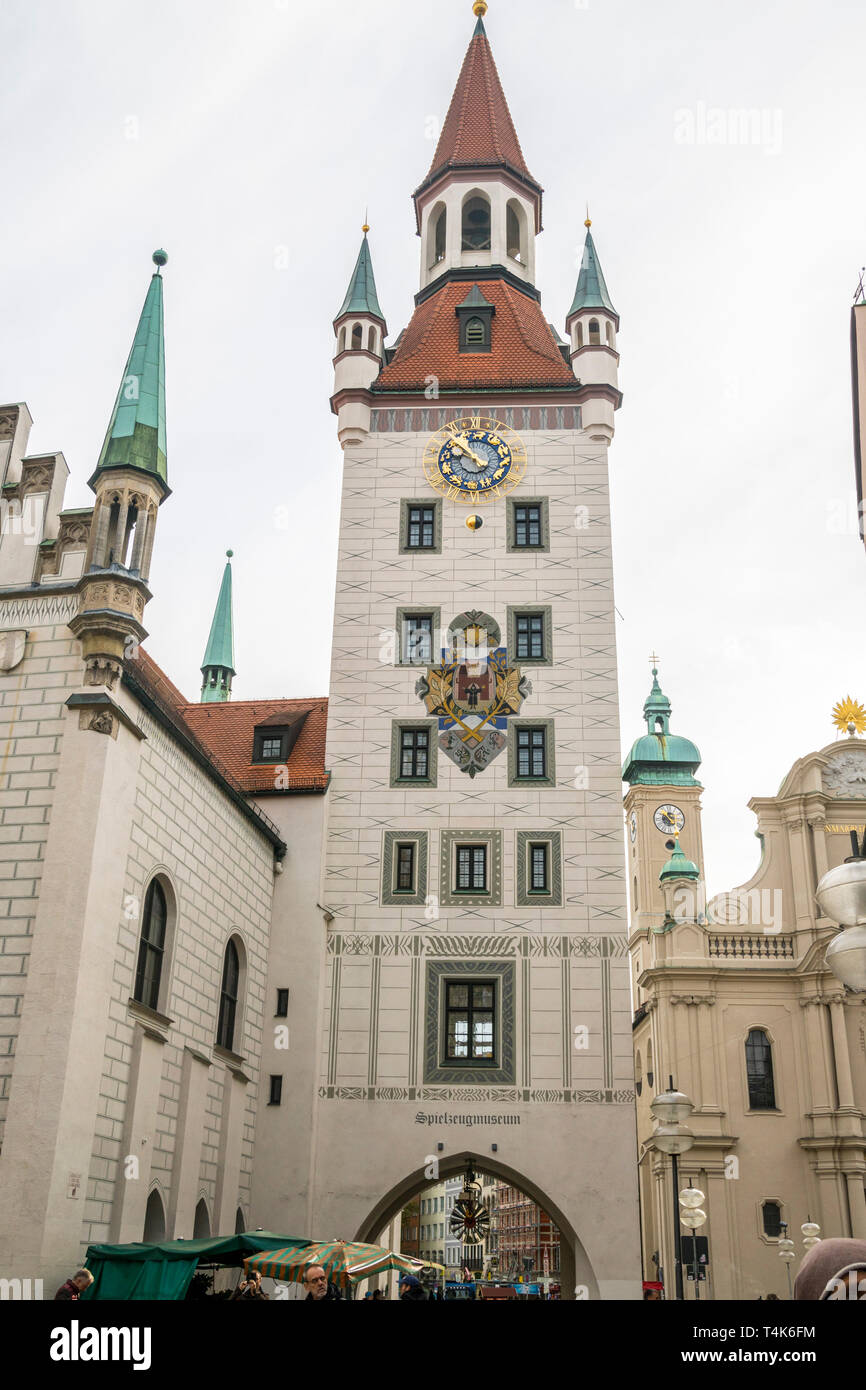Altes Rathaus, Marienplatz München, Spielzeugmuseum, Spielzeugmuseum, München, Bayern, touristische zieht Deutschland Stockfoto