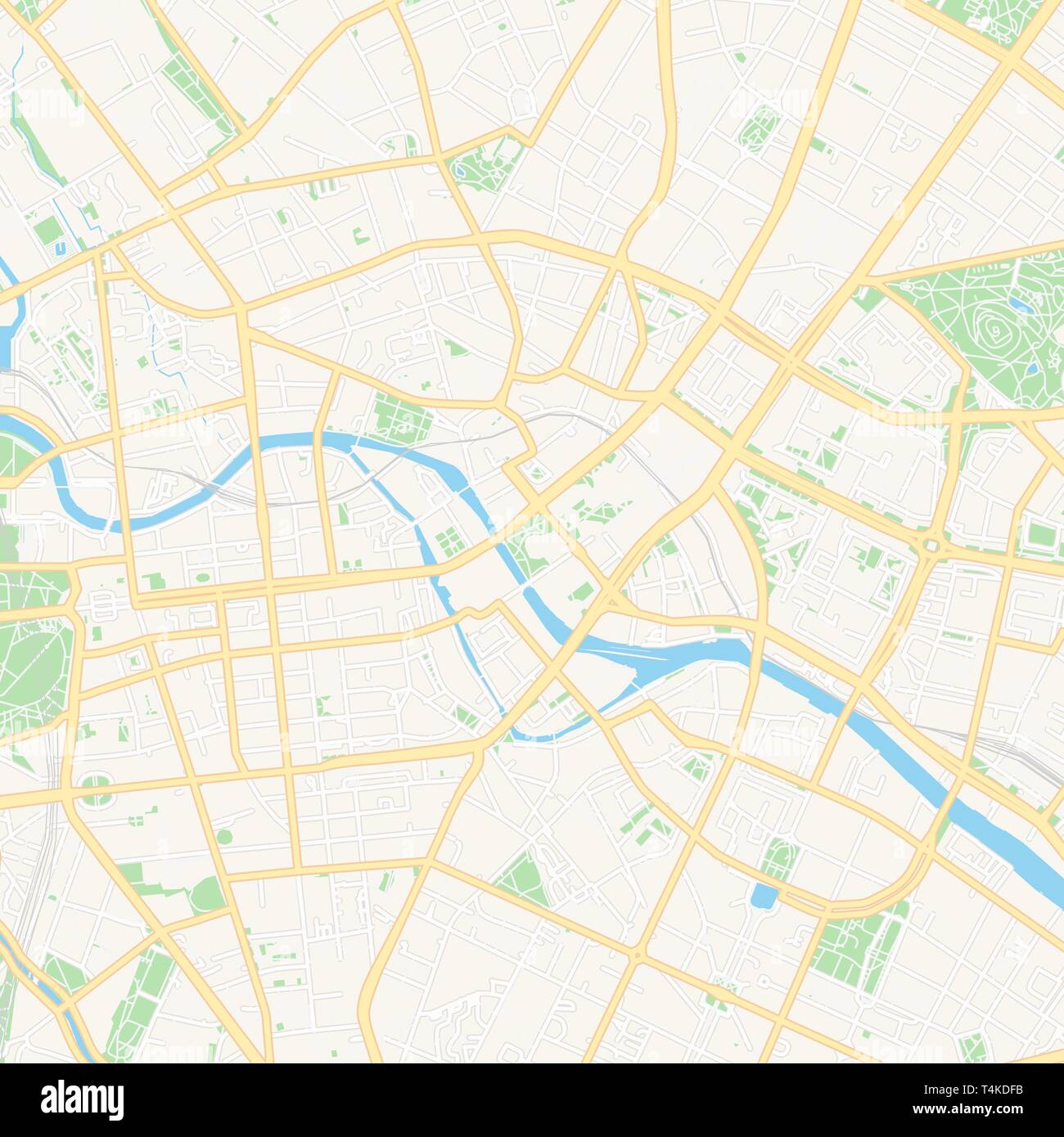 Druckbare Karte von Berlin, Deutschland mit Haupt- und Nebenstraßen und größere Bahnen. Diese Karte ist sorgfältig für das Routing und die Platzierung von individuell gestalteten Stock Vektor