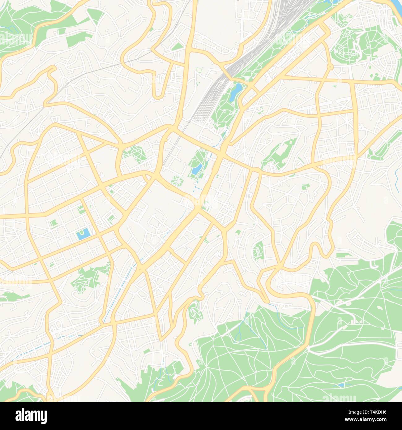 Druckbare Karte von Stuttgart, Deutschland mit Haupt- und Nebenstraßen und größere Bahnen. Diese Karte ist sorgfältig für Routing und Inverkehrbringen Champagnerkelch konzipiert Stock Vektor