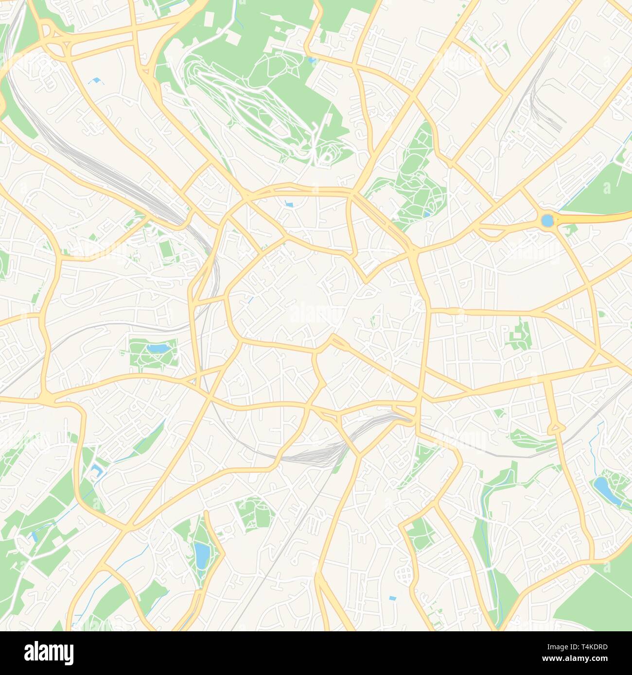 Druckbare Karte von Aachen, mit Haupt- und Nebenstraßen und größere Bahnen. Diese Karte ist sorgfältig für das Routing und die Platzierung von individuell gestalteten Stock Vektor
