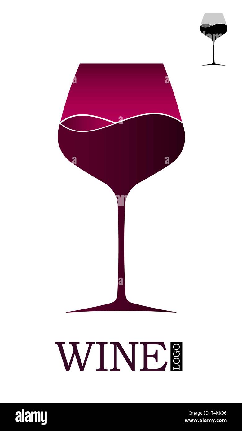 Wein Shop oder Weinkarte. Logo oder Emblem mit einem Glas Wein und Wein spritzen. Vertikales Layout. Stock Vektor