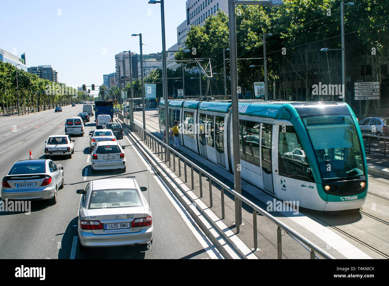 Straßenbahnlinie, Barcelona, Katalonien, Spanien Stockfoto