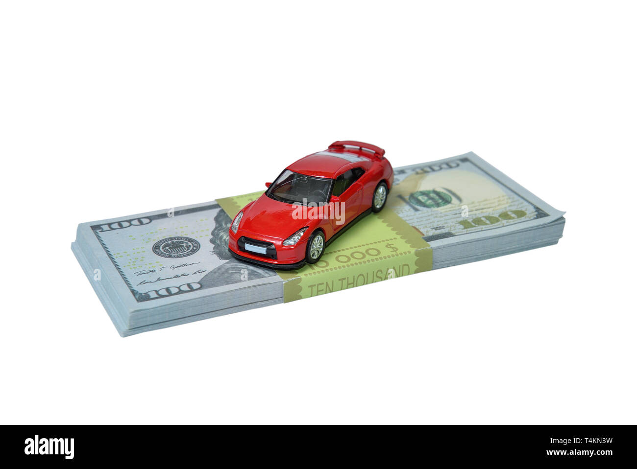 Ein rotes Auto und Geld Stockfoto