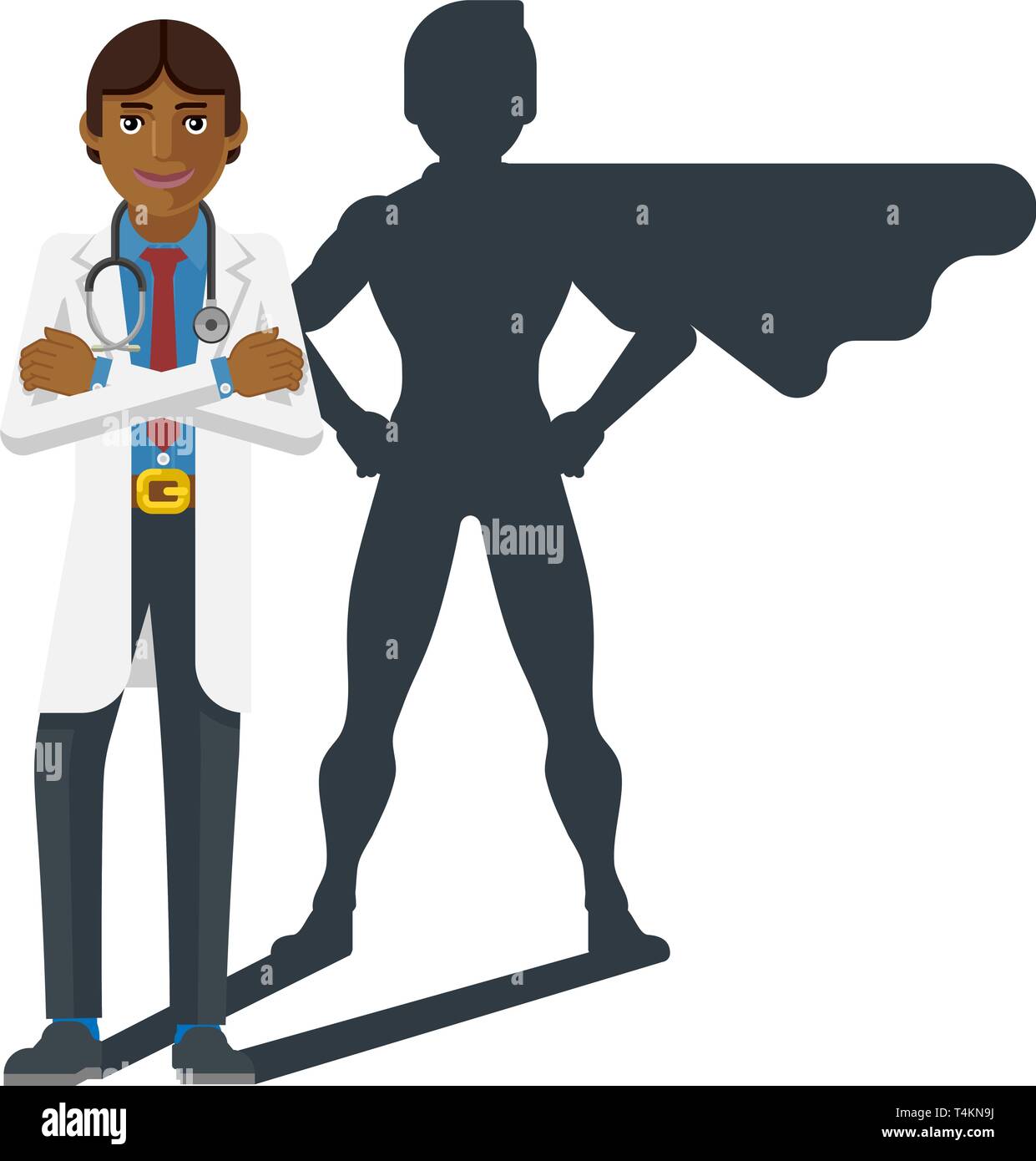 Junge Arzt Super Hero Cartoon Maskottchen Stock Vektor