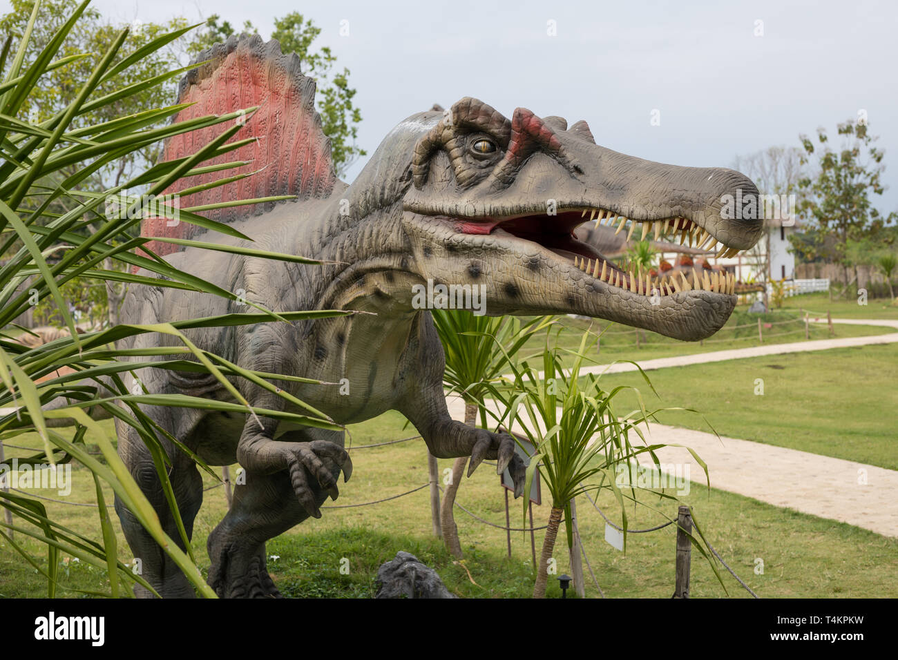 Prähistorischen ära Dinosaurier. Adventure Park. Stockfoto