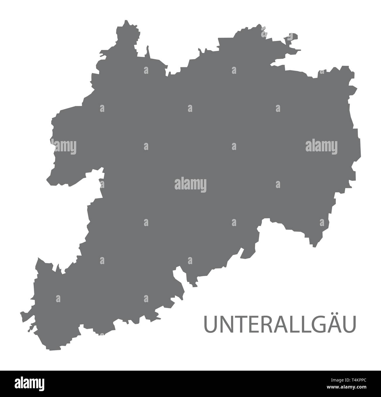 Unterallgaeu gray county Karte von Bayern Deutschland Stock Vektor
