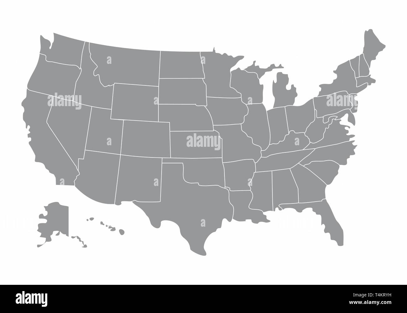 Abbildung: Ein grauer USA-Karte mit Staaten grenzen Stock Vektor