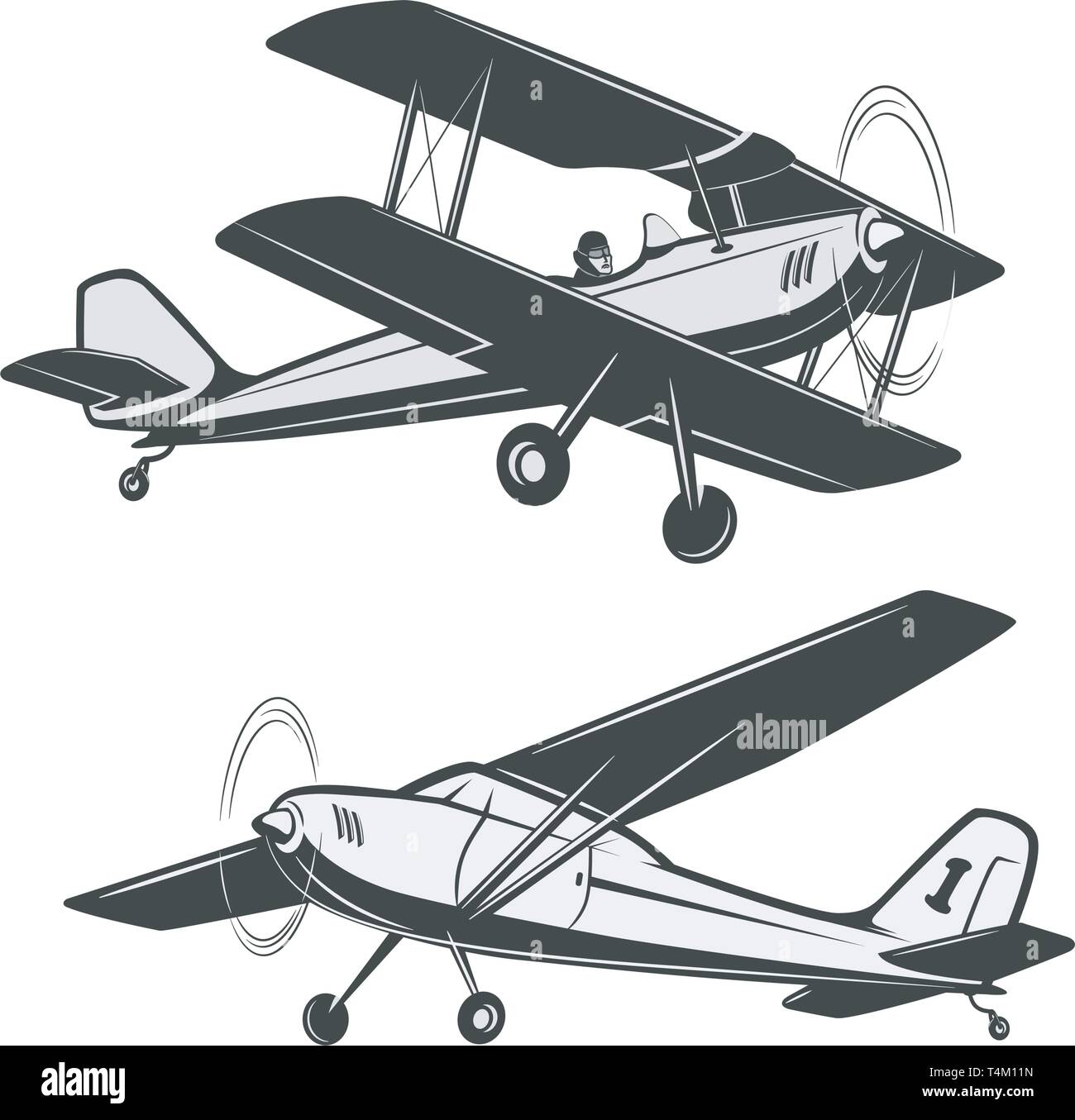 Zwei Arten von Vintage, kleine Flugzeuge Stock-Vektorgrafik - Alamy