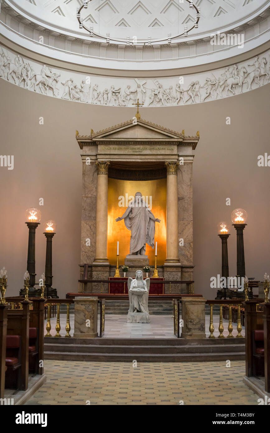 Skulptur von Christus, ein aus dem 19. Jahrhundert Statue des auferstandenen Jesus von Bertel Thorvaldsen, Kopenhagen, Kathedrale, Vor Frue Kirke, Kopenhagen, Dänemark Stockfoto