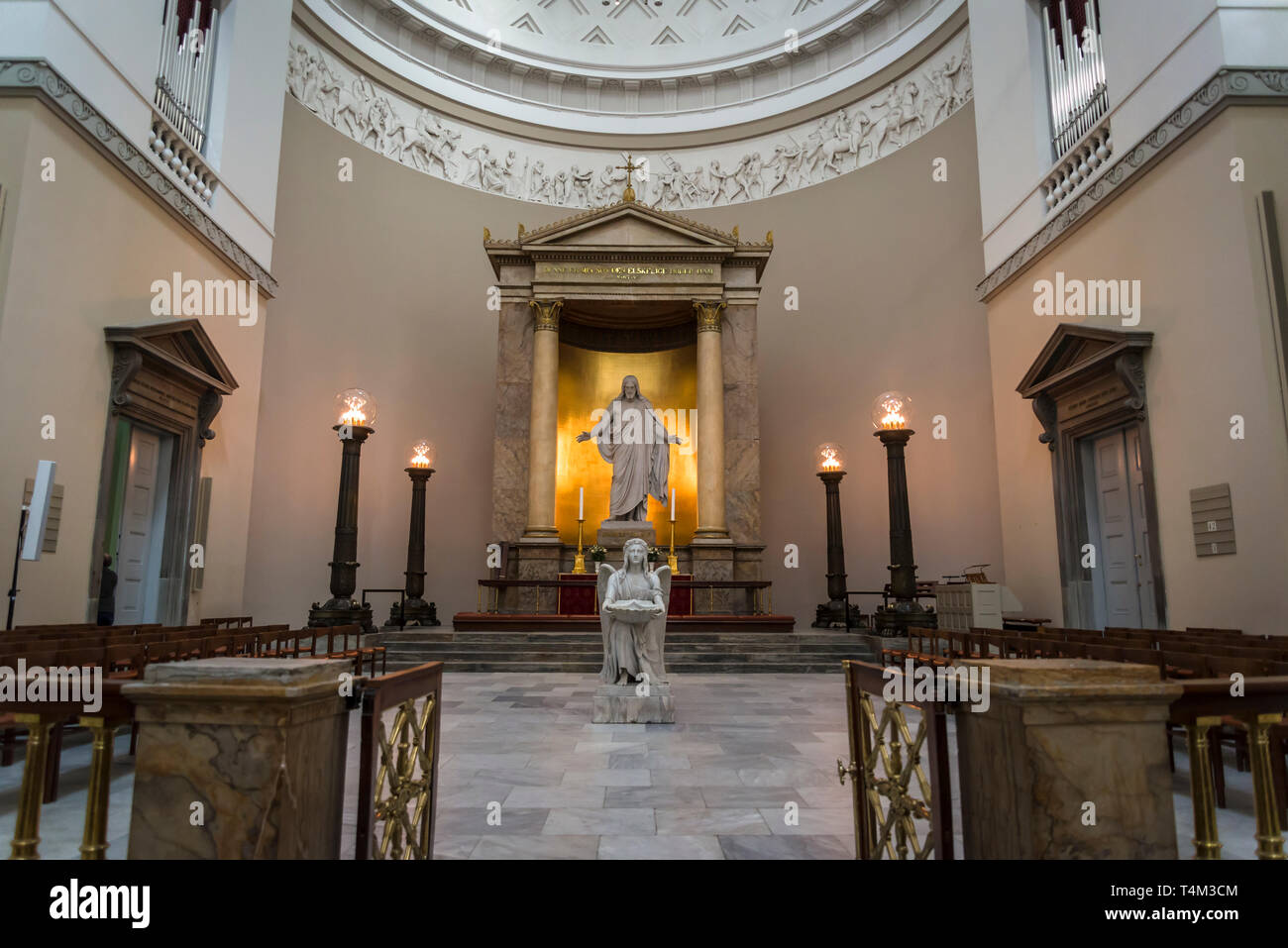 Skulptur von Christus, ein aus dem 19. Jahrhundert Statue des auferstandenen Jesus von Bertel Thorvaldsen, Kopenhagen, Kathedrale, Vor Frue Kirke, Kopenhagen, Dänemark Stockfoto