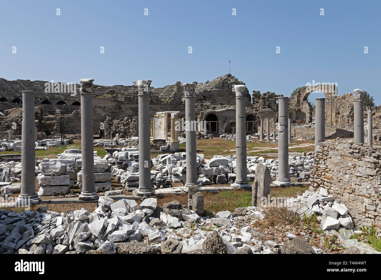 Theater, Side, Provinz Antalya, Türkei Stockfoto