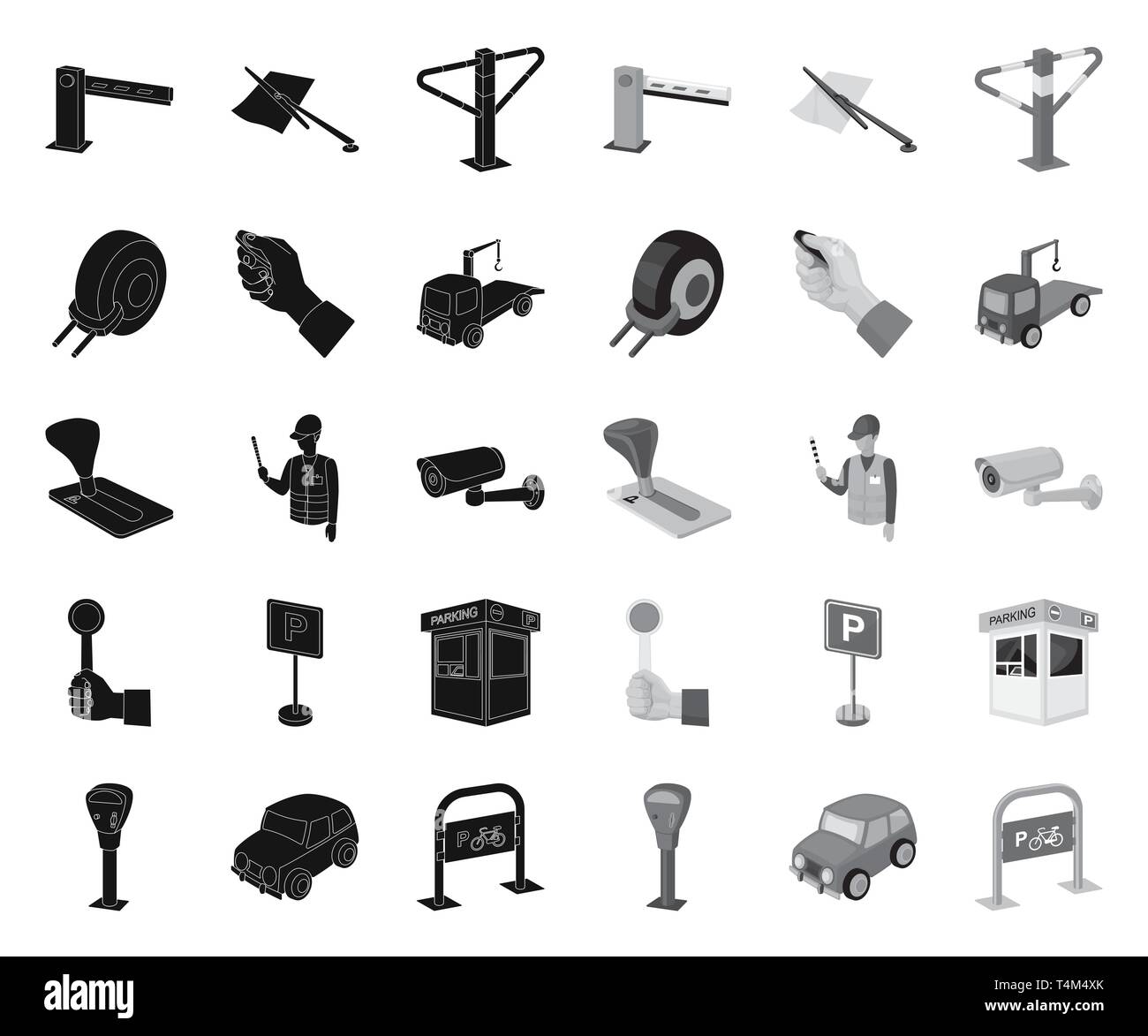 Aktivierung, Alarm, Kunst, Telefonzentrale, Barricade, Schranke, Fahrrad, schwarz. mono, Stand, Kamera, Auto, Klammer, Münze, Sammlung, Konstruktion, Design, Ausstattung, feine, Hand, Besitz, Icon, Illustration, isoliert, Logo, Meter, Parken, Straße, Regel, Sicherheit, Service, Satz, Zeichen, Stop, Symbol, Maut-, Schlepp-, Getriebe-, Lkw-, Vektor-, Web-, Rad- zone Vektor Vektoren, Stock Vektor