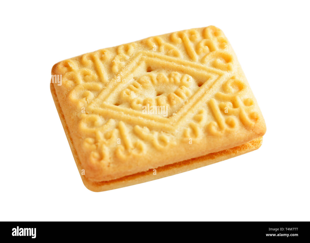 Custard Cream Keks, Ausschneiden Stockfoto