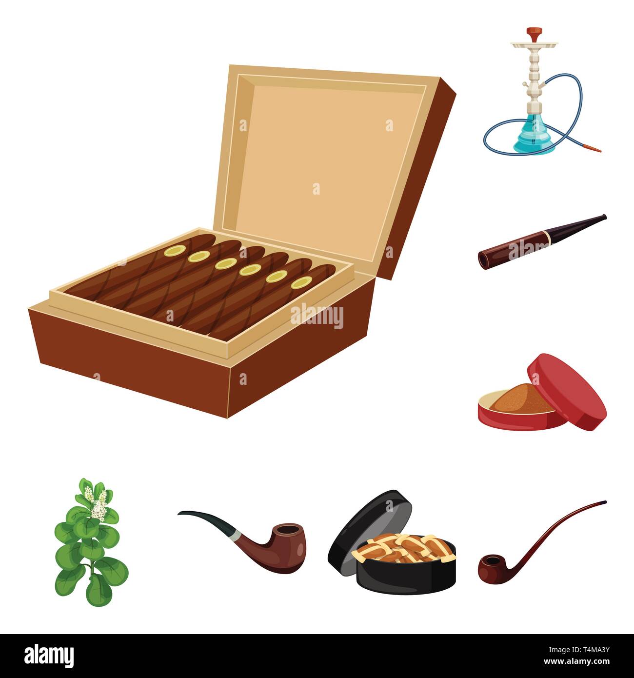 Zigarre, Hookah, Schnupftabak, Blätter, Rohr, Kauen, Box, Shisha, Mundstück, Lieferung, Blatt, retro, Sucht, Paket, Bar, Halter, Landwirtschaft, Wald, Pack, Zubehör, klassische, runde, botanischen, Droge, schlecht, Arabisch, Rauchen, Botanik, Zigaretten, Tabak, Gesundheit, Nikotin, Rauchen, Statistiken, verweigern, Stop, anti, Gewohnheit, Set, Vector, Icon, Illustration, isoliert, Sammlung, Design, Element, Grafik, Zeichen, Cartoon, Farbe Vektor Vektoren, Stock Vektor