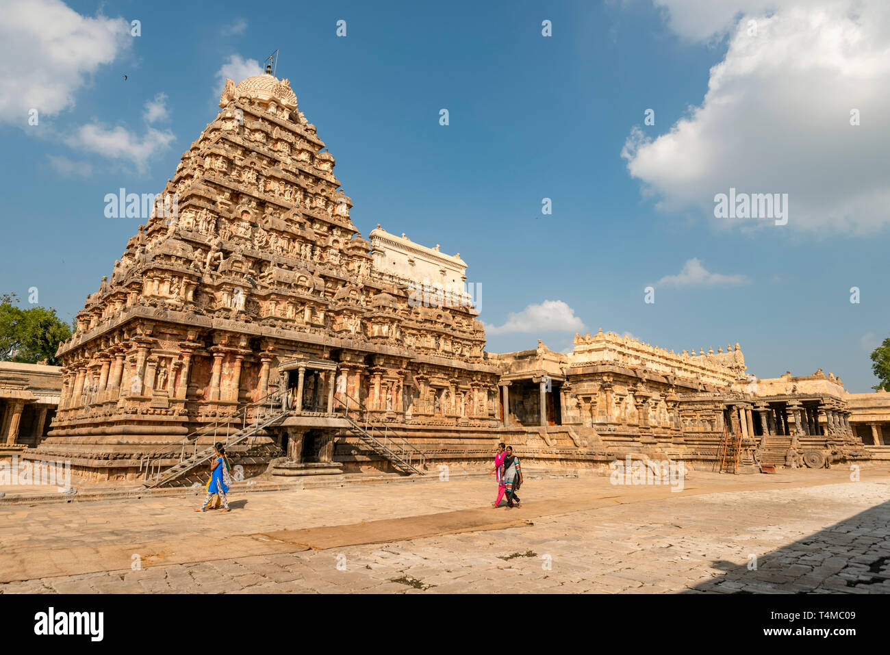 Horizontale Ansicht des Airavatesvara Tempel in Darasuram oder Dharasuram, Indien. Stockfoto