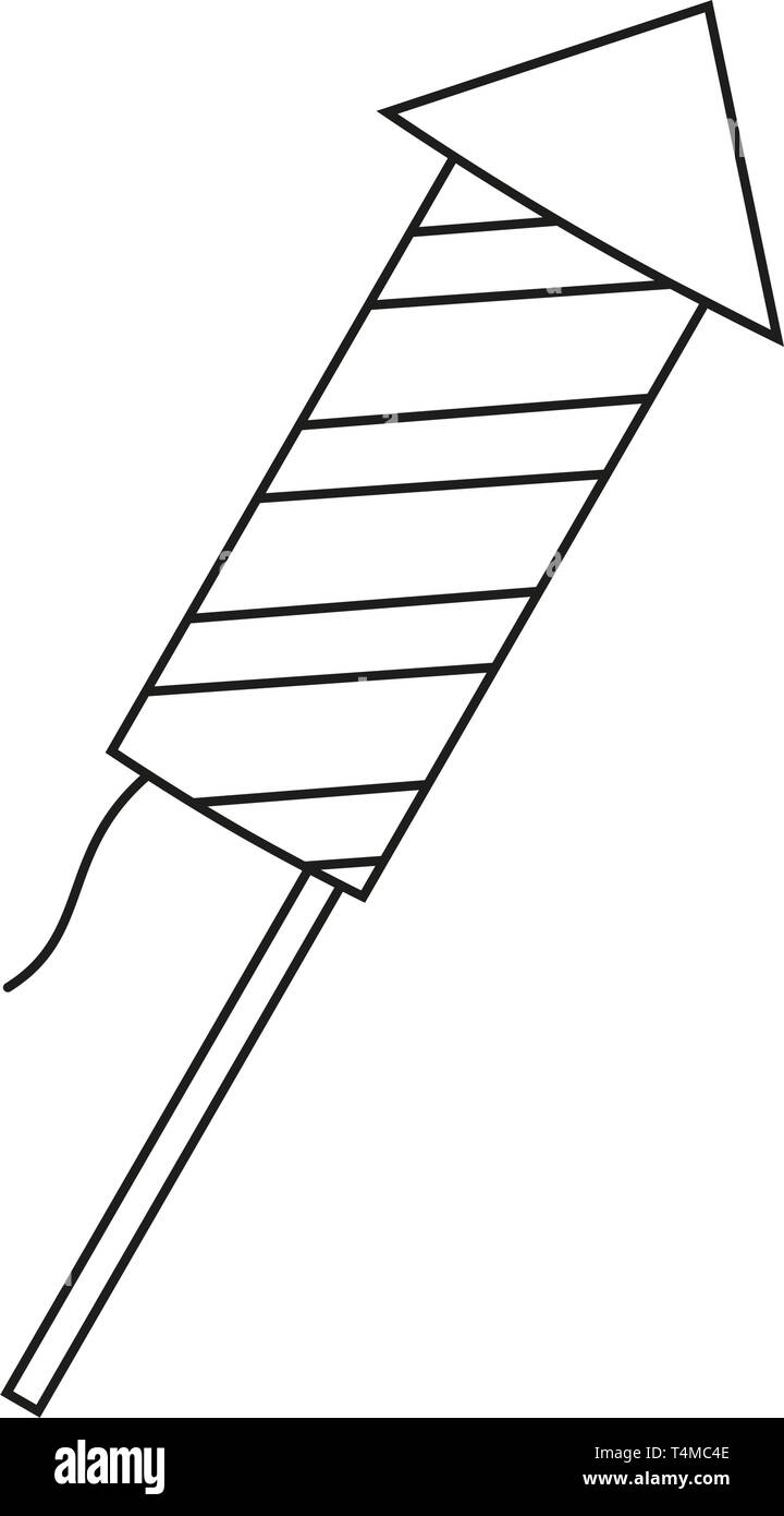 Line Art schwarz und weiß Feuerwerk Rakete Stock Vektor