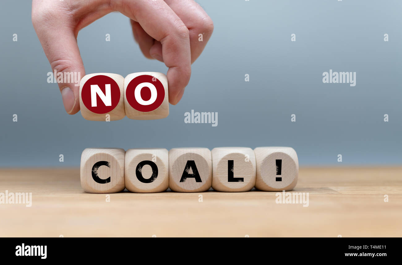 Würfel Form der Ausdruck "keine Kohle!". Stockfoto