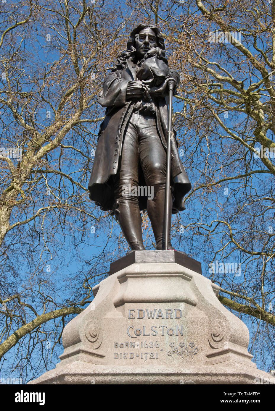 Slaver Edward Colston die Statue in der Mitte, Bristol, Großbritannien Stockfoto