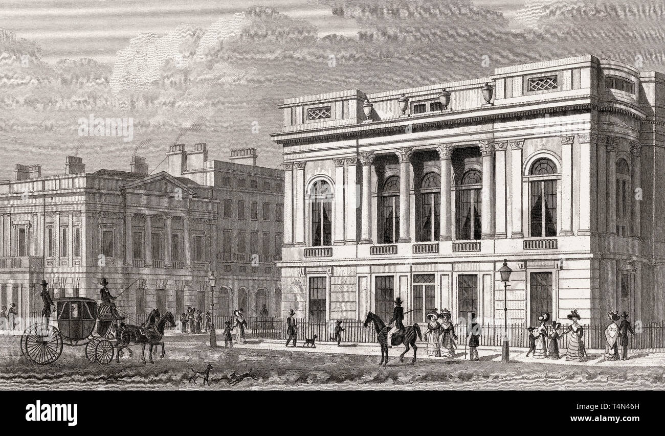 Pall Mall Östlich, Westminster, London, Illustration von Th. H. in der Hirte, 1828 Stockfoto