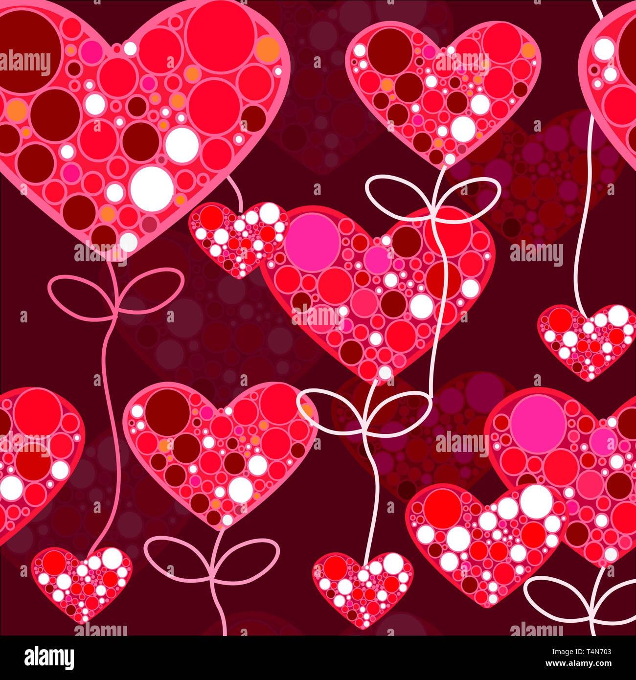 Rote Vektor moderne nahtlose Textur mit Herz Stockfoto
