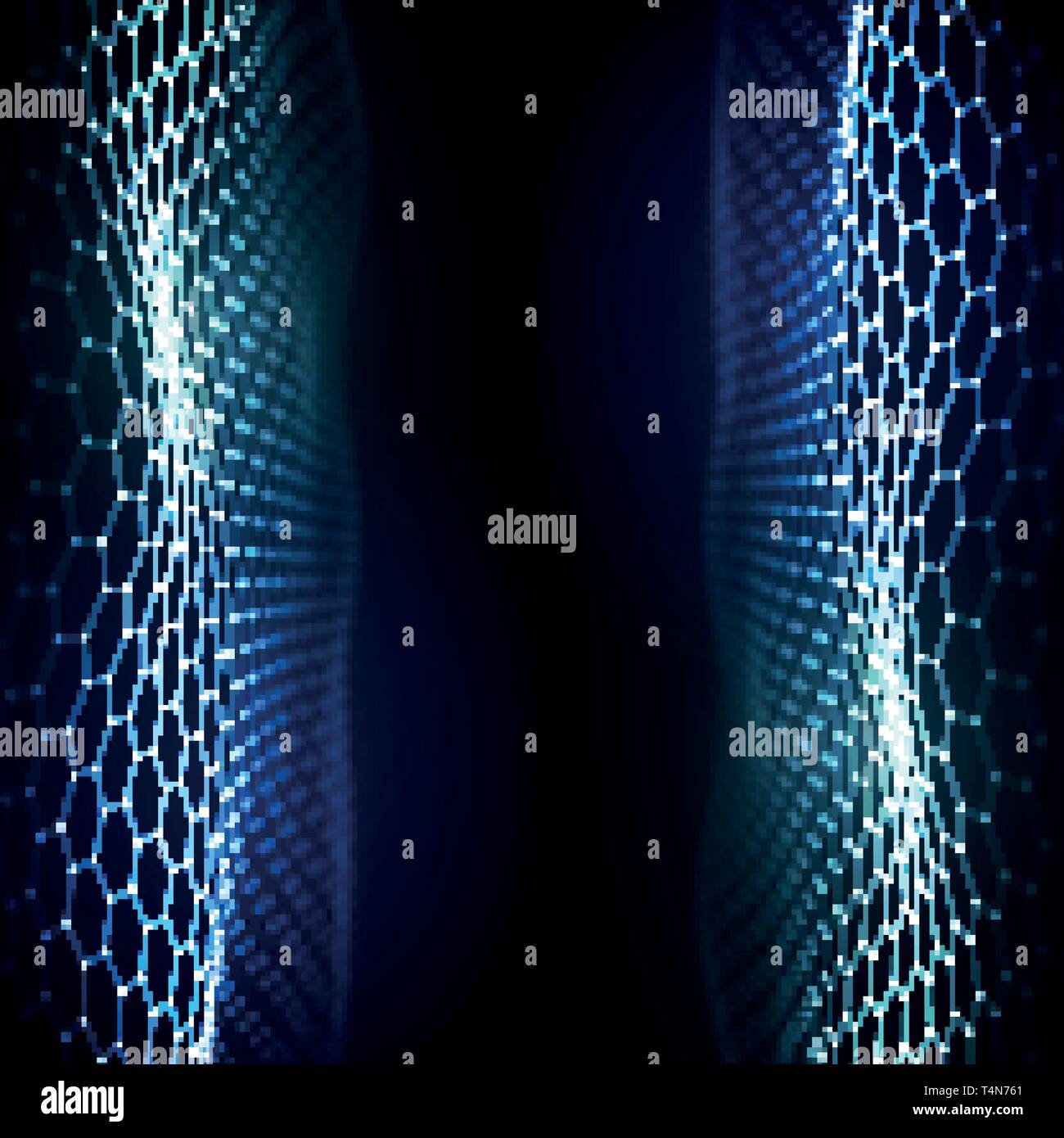 Grosse Daten Visualisierung. Hintergrund 3 d. Großen Datenverbindung Hintergrund. Cyber-Technologie Ai tech wire Netzwerk futuristische Drahtmodelldaten Visualisierung Stock Vektor