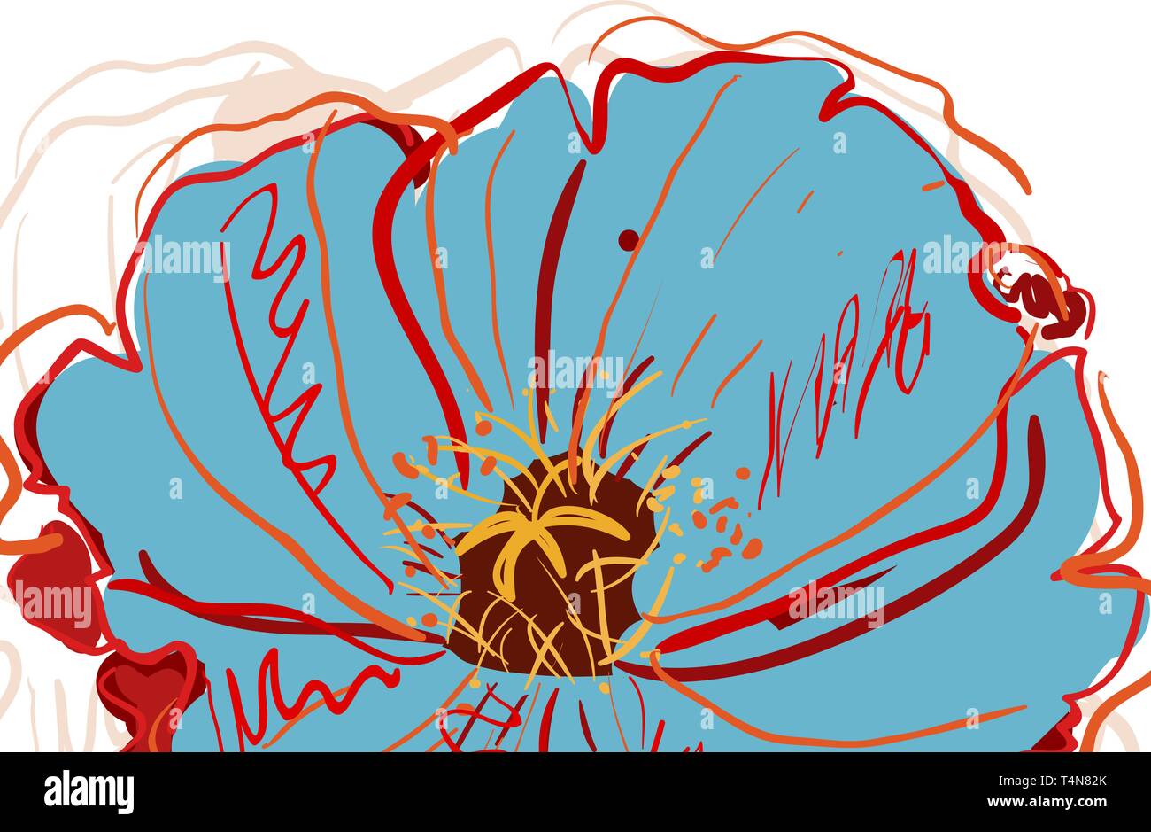 Abstrakte weißen vector Hintergrund mit blauer Mohn Stock Vektor