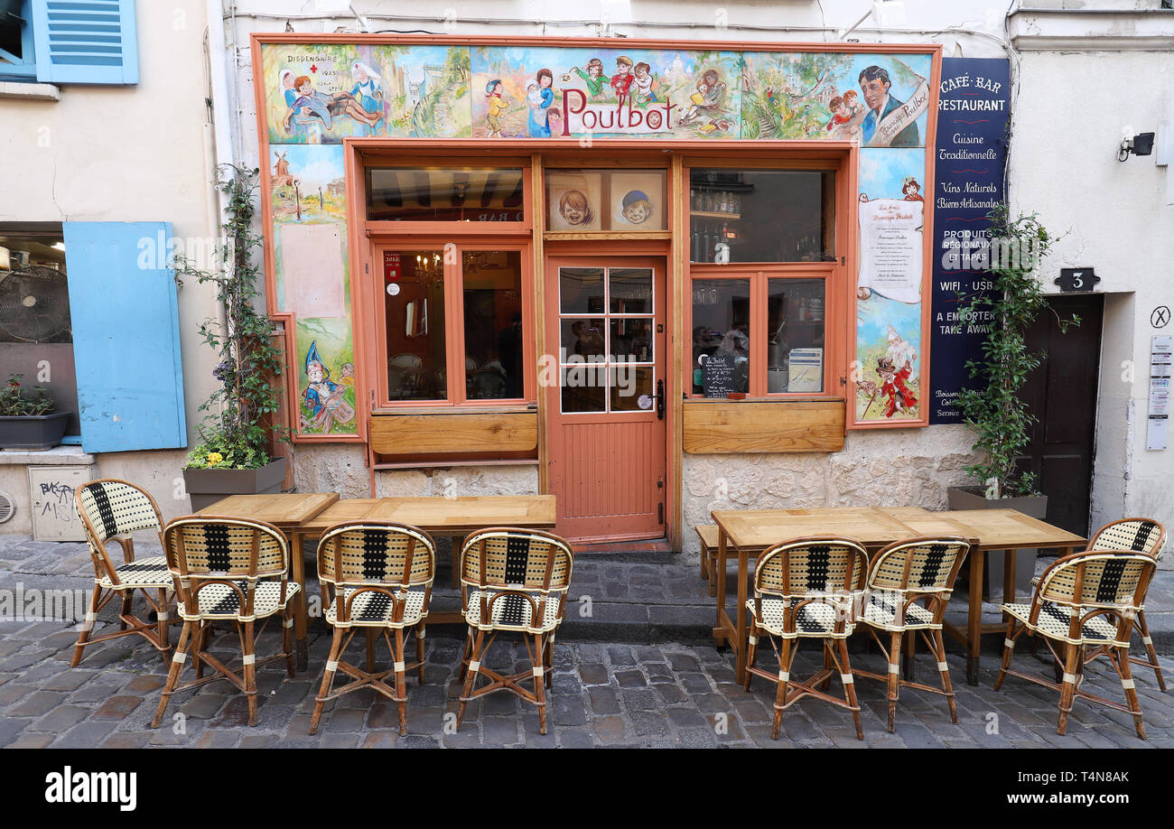 Die traditionelle französische Café Poulbot, Paris, Frankreich. Stockfoto
